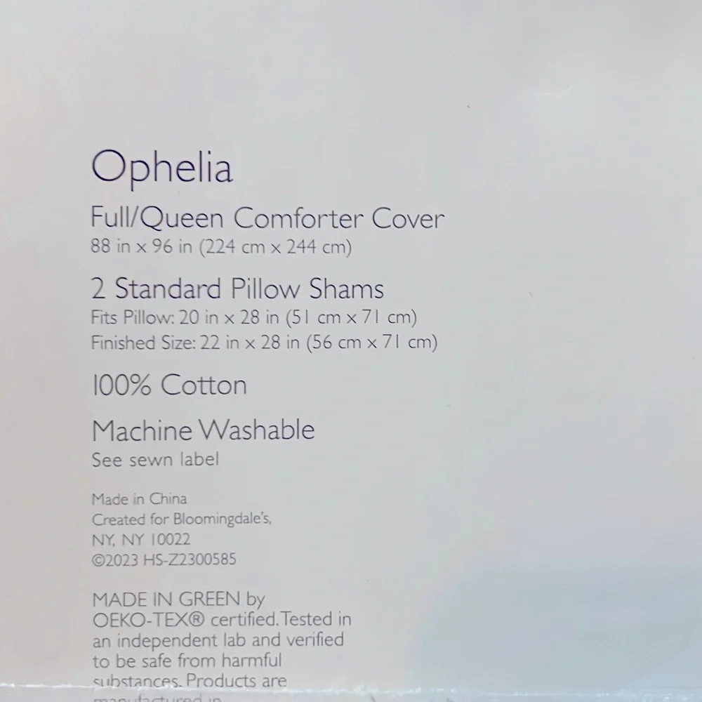 SKY Ophelia Full/Queen Duvet Cover Set & 2 Standard Pillow Shams NWT $295